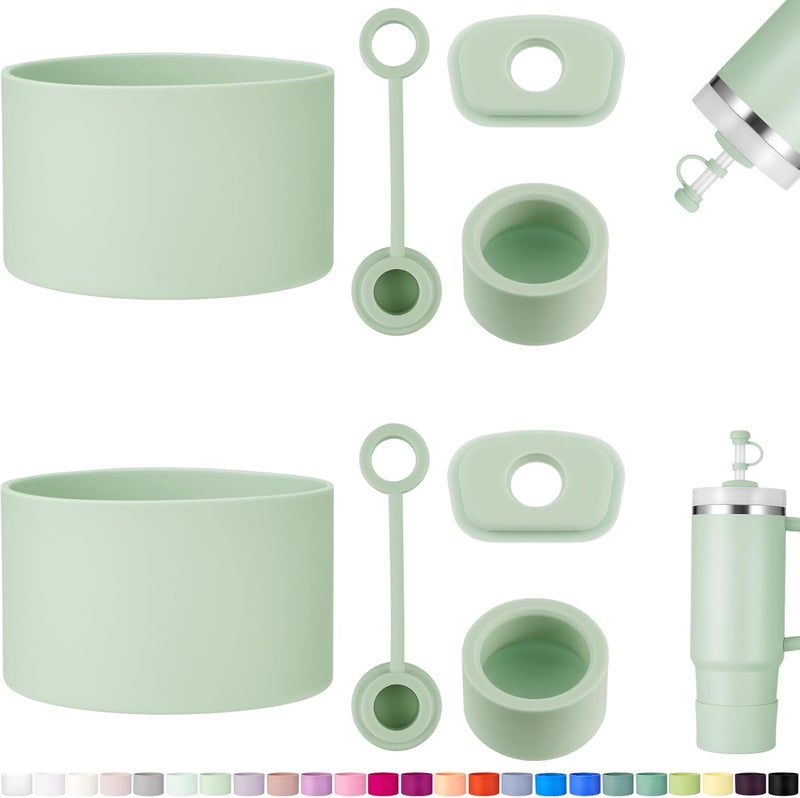 HYZ 8 Piece Accessories for Stanley Cup, Silicone Spill Proof Stopper Set and Protective Boot Including Straw Cover Cap for Stanley H2.0 20oz 30oz 40oz Tumbler, Matcha - Image 1